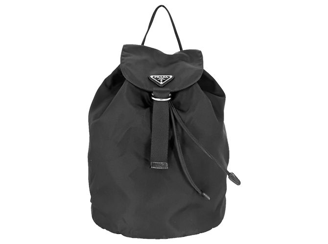 Zaino Prada da donna con logo triangolare Nero Bianco