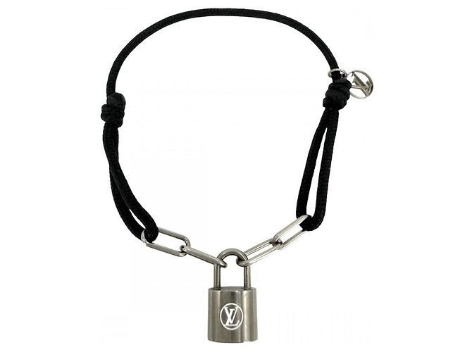 Lockit Bracciale con charm da uomo Louis Vuitton Nero Argento