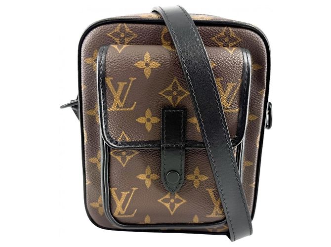 Saco de Ombro Louis Vuitton Christopher Marrom Preto Branco