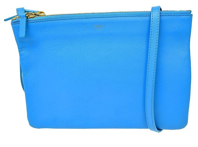 Céline Celine Trio Leather Small Blu
