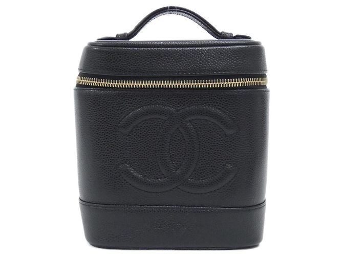 Bolsa Chanel preta em pele de vitelo granulada com ferragens douradas Preto