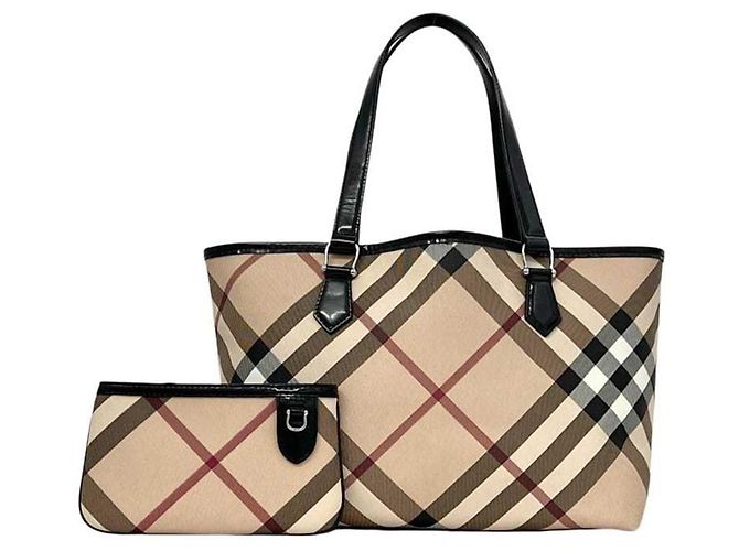 Borsa Tote Burberry in PVC beige