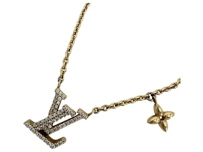 Collier Louis Vuitton strass doré