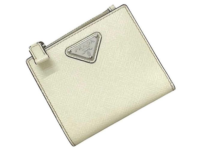 Prada Bi-fold Wallet in White Saffiano Leather