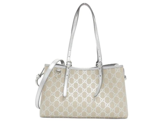 Borsa Gucci GG Emblem Argento Beige