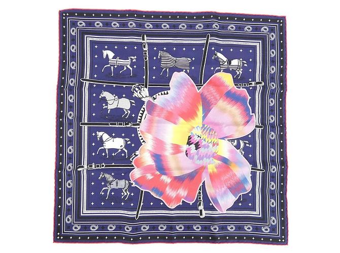 Hermès Hermes MABLE SILK Bandana Fleurie 043710S Blau