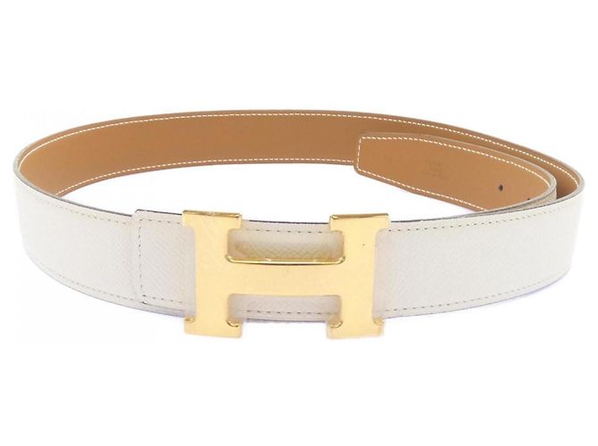 Hermès Hermes H 32mm Wendelgürtel Braun Weiß