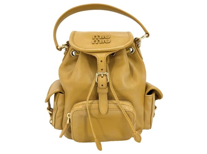 Miu Miu Women's Leather Backpack Yellow