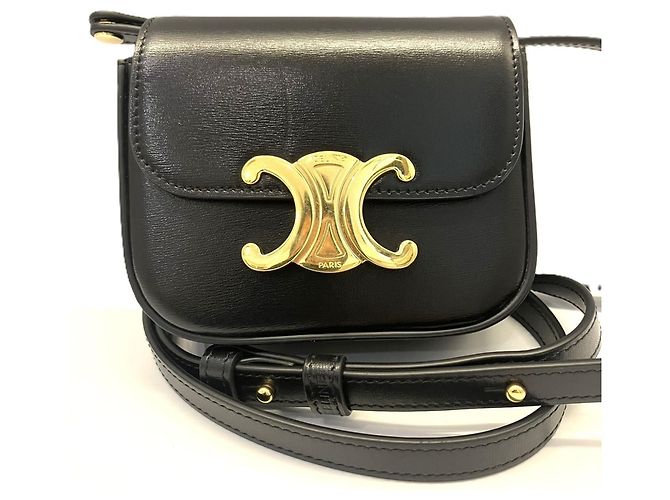 Céline Borsa a tracolla Mini Claude Triomphe in pelle nera Celine Nero