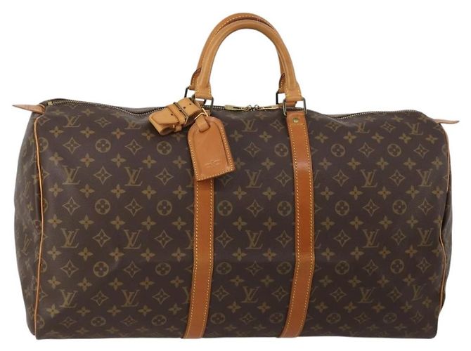 LOUIS VUITTON Monogram Keepall 55 Boston Bag M41424 LV Auth 195976A Monograma