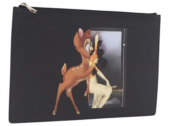 GIVENCHY Bambi Tasche PVC Canvas Disney Collaboration Schwarz Gold Auth 199101M Golden