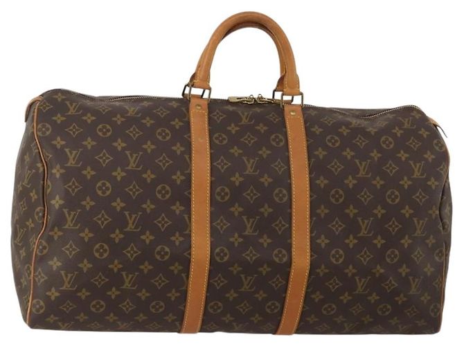 LOUIS VUITTON Monogram Keepall 55 Boston Bag M41424 LV Auth 196263A Monograma