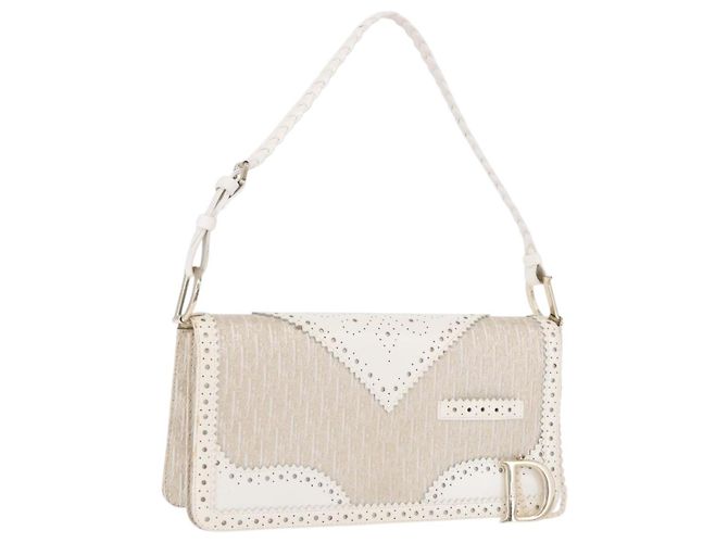 Borsa a mano Christian Dior Trotter Canvas Gold Auth 197782SAM D'oro