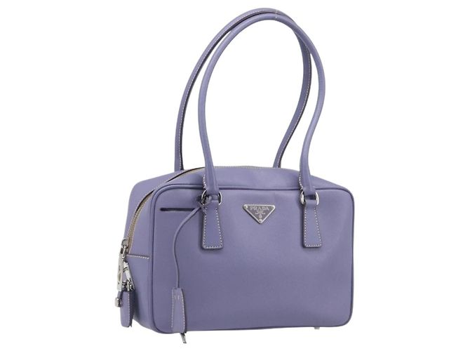PRADA Handtasche Saffiano Leder Purple Silver Auth yk20752A Silber Lila