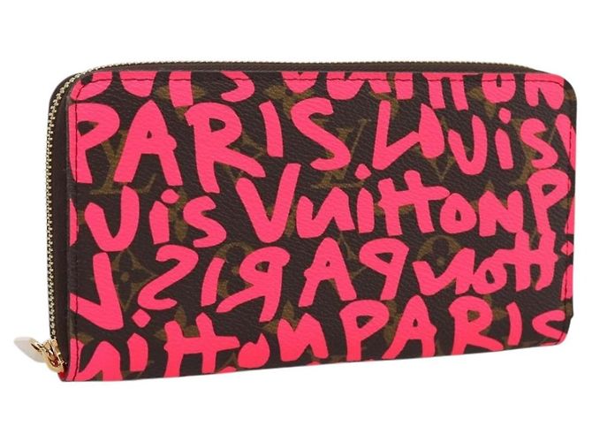 LOUIS VUITTON Monogram Graffiti Zippy Wallet Pink M93710 LV Auth 199073V