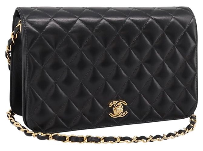 Borsa a catena CHANEL Matelasse Turn Lock in pelle d'agnello nera e oro CC Auth yk20823SAM Nero D'oro