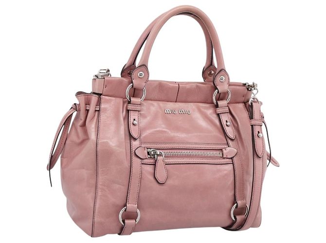 Miu Miu Handtasche aus Leder 2way Rosa Silber Auth ki6786M Pink