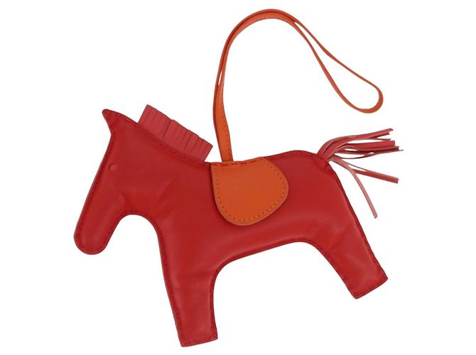 Hermès HERMES Rodeo Charm Leather Red Orange Auth 199067M