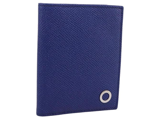 Bulgari BVLGARI Kartenetui aus Leder Blau Silber Auth am12504V