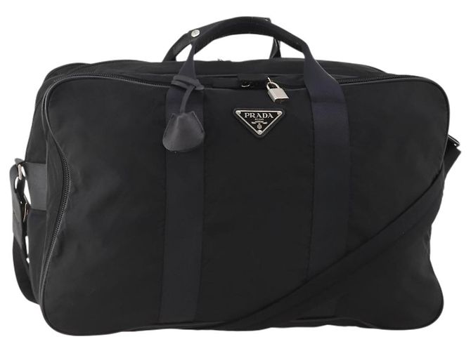Bolso Boston PRADA Nylon 2way Negro Plata Auth 194402