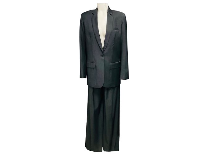 Barbara Bui Medium Grey Wool Suit Jacket and Trousers Suit Set