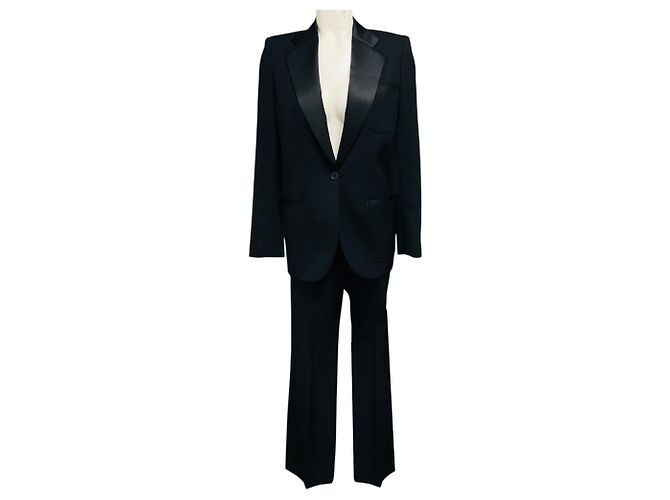 Chloé Chloe Black Noir Wool Blazer and Pants Suit Set