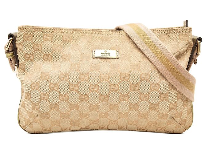 Borsa a tracolla Gucci GG Canvas Web beige