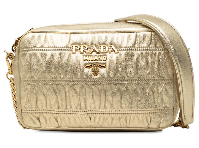 Bolsa Camera Prada em couro Nappa Gaufre dourada Dourado