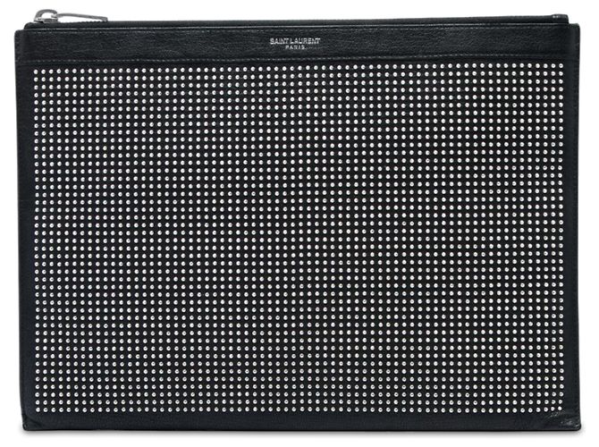 Clutch in pelle borchiata nera Saint Laurent Nero