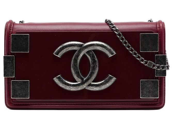 Borsa a tracolla Chanel Boy Brick Horizontal Flap in pelle d'agnello e acrilico rossa Rosso