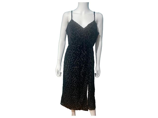 Autre Marque Sud Express Samtkleid Schwarz mit Leopardenmuster