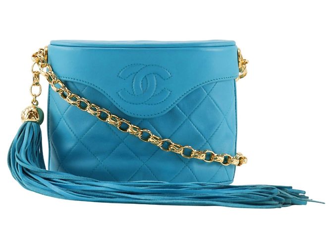Borsa a tracolla Mini Chain Chanel Blu Turchese