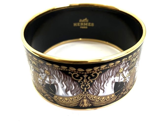 Hermès Bracelete Hermes Enamel GM Dourado