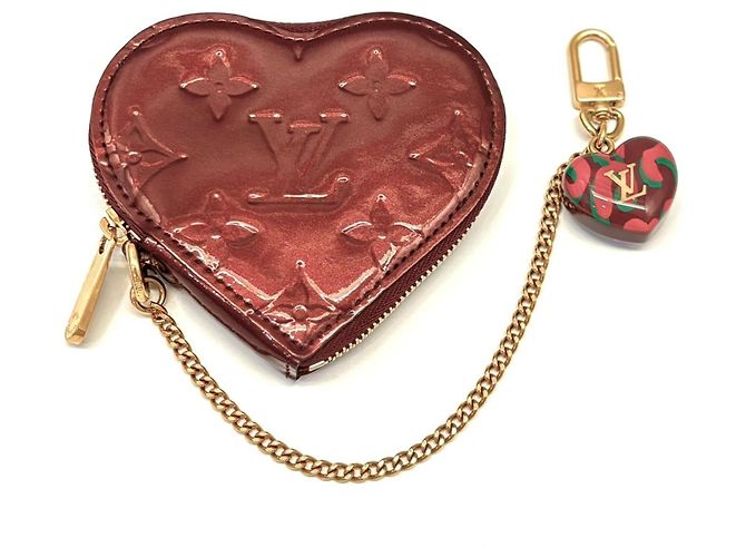 Louis Vuitton Monogram Vernis Coin Purse Red Dark red