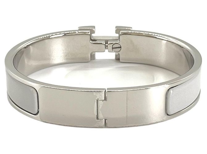 Hermès Hermes Click H Bangle in Gray and White Brown