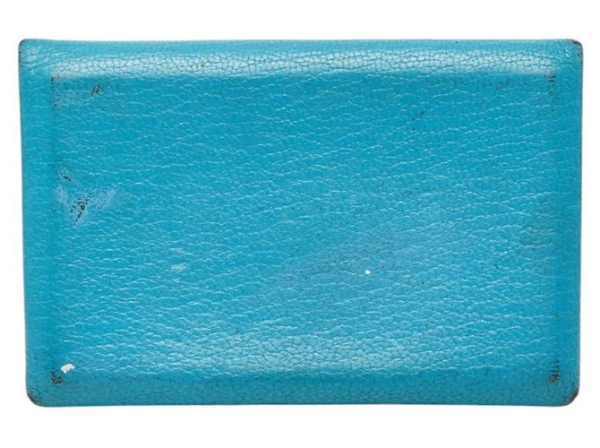 Hermès Hermes Calvi Blue Leather Card Case