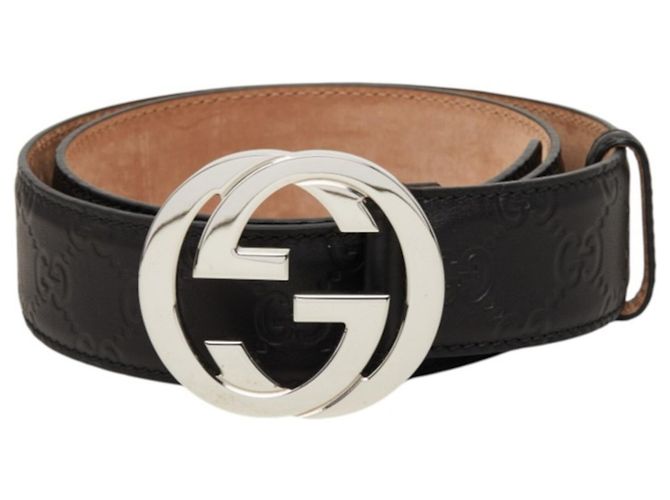 Cinturón Gucci Guccissima con hebilla Interlocking G GG Negro