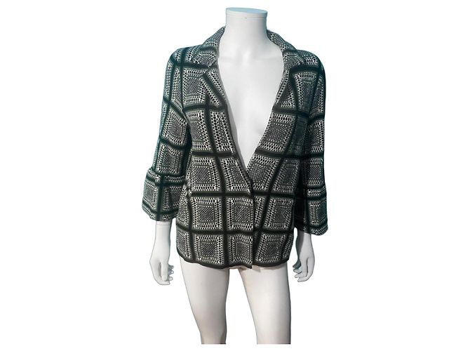 Autre Marque Anthropologie Checkered Knit Jacket