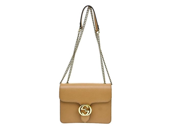 Gucci Interlocking Leather Small Bege