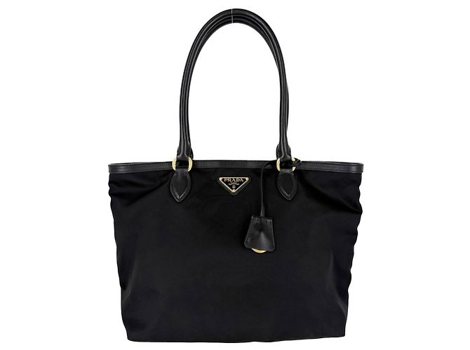 Prada Triangle Logo Tote Bag Black