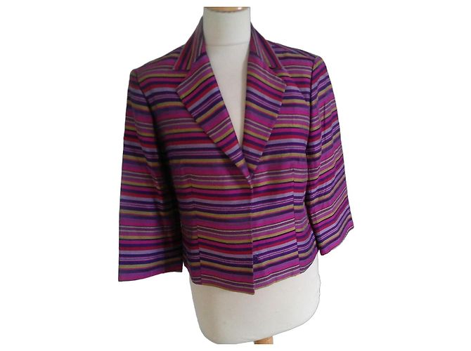 Alain Manoukian Short striped jacket Pink Red Beige Green Purple