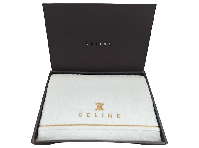 Céline Celine White Cotton Bath Towel
