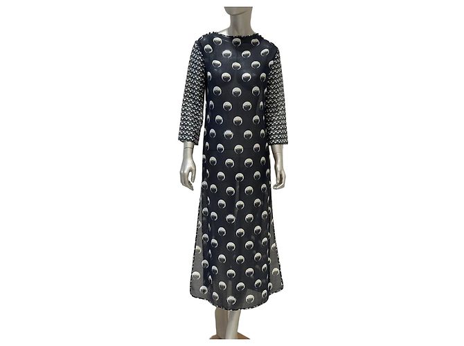Louis Vuitton Marc Jacobs Kleid mit schwarzem Grafikprint Sz.36 gebraucht