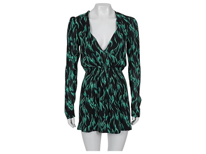 Saint Laurent schwarzes figurbetontes Kleid mit V-Ausschnitt Größe S gebraucht