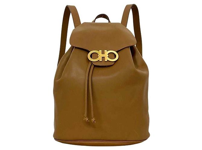 Salvatore Ferragamo Brown and Camel Leather Backpack