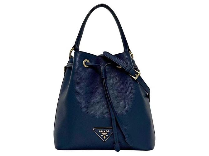 Borsa a tracolla Prada in pelle Saffiano Azzurro Blue