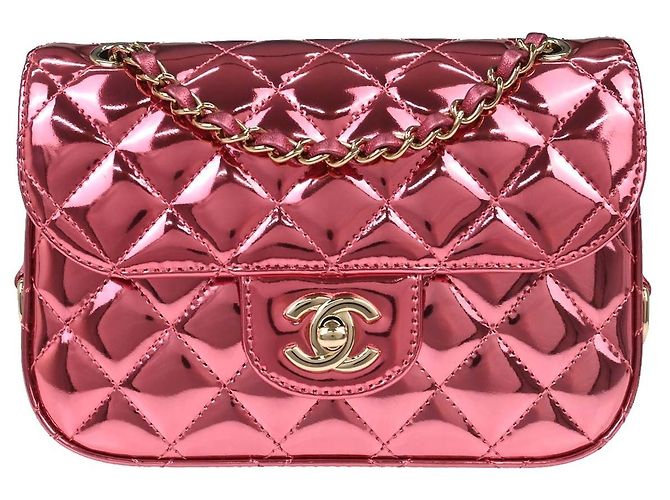 Bolsa de aba Chanel Hollywood Boulevard em couro metálico acolchoado Mini Rosa
