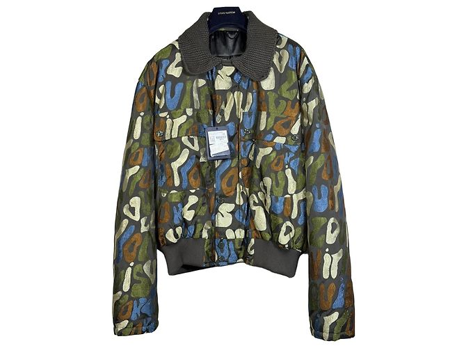 Louis Vuitton Bomber Graphique Multicolore T50 New Brown White Blue Dark green