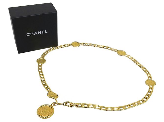Cinturón de cadena Chanel Coco Mark con motivo de moneda Dorado