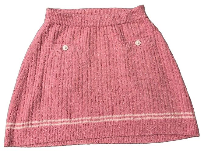 Chanel Rock Pink Tweed Minissaia com riscas brancas Rosa